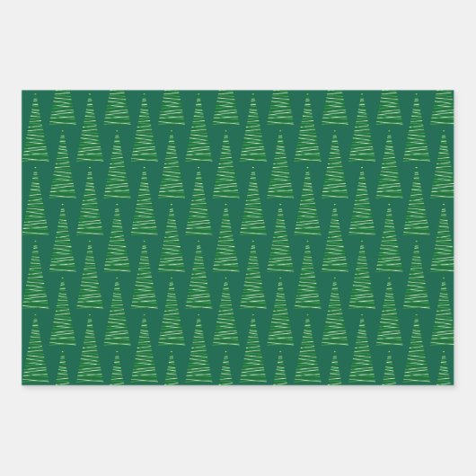Christmas Wrapping Papers – Golden & Green Trees Geschenkpapier Set (Vorderseite 2)