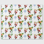 Christmas Wrapping  Santa Elf Snowman Geschenkpapier (Flach)