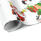 Christmas Wrapping  Santa Elf Snowman Geschenkpapier (Rolleneckpunkt)