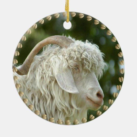 Christmas Wreath Angora Goat Keramik Ornament (Hinten)