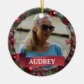 Christmas Wreath ANY Photo Tree Keramik Ornament (Vorne)