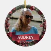 Christmas Wreath ANY Photo Tree Keramik Ornament (Hinten)