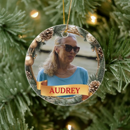 Christmas Wreath ANY Photo Tree Ornament (Baum)