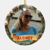 Christmas Wreath ANY Photo Tree Ornament (Vorne)
