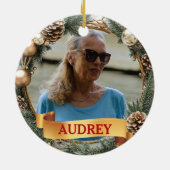 Christmas Wreath ANY Photo Tree Ornament (Hinten)