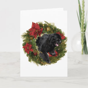Christmas Wreath Black Newf Feiertagskarte