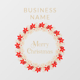Christmas Wreath Botanical Holly & Poinsettias Fensteraufkleber