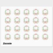 Christmas Wreath Candy Cane Bow | Monografische Ho Runder Aufkleber (Blatt)
