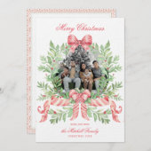 Christmas Wreath Candy Cane Bow | Photo Card Save The Date (Vorne/Hinten)