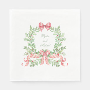 Christmas Wreath Candy Cane Bow Serviette