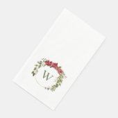 Christmas Wreath Classic Monogram Paper Guest Serviette (Ecke)