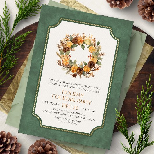 Christmas Wreath Cocktail Party Invitation Einladung
