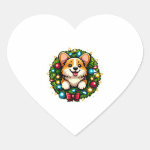 Christmas Wreath Corgi Classic T - Shirt Herz-Aufkleber