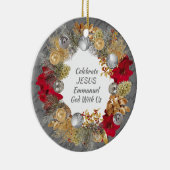 Christmas Wreath Custom Gray CELEBRATE JESUS Keramik Ornament (Rechts)