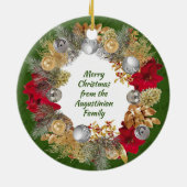 Christmas Wreath Custom Green CELEBRATE JESUS Keramik Ornament (Hinten)