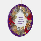 Christmas Wreath Custom Lila CELEBRATE JESUS Keramik Ornament (Rechts)