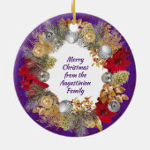 Christmas Wreath Custom Lila CELEBRATE JESUS Keramik Ornament (Hinten)