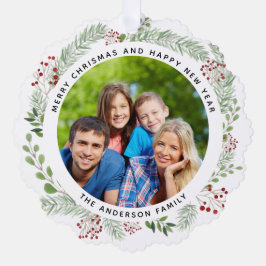 Christmas wreath family photo label ornament karte