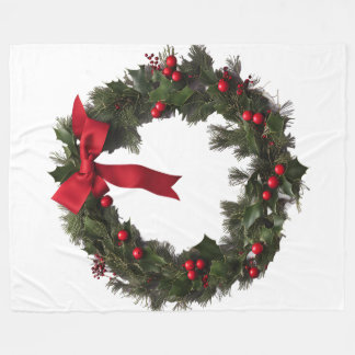 CHRISTMAS WREATH Fleece Blanket