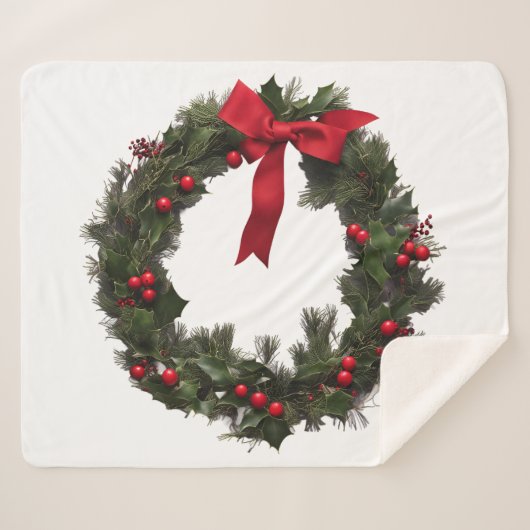CHRISTMAS WREATH Fleece Blanket Sherpadecke (Vorderseite (Horizontal))