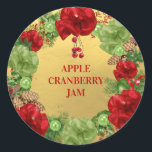 CHRISTMAS Wreath GOLD Backwaren Cookies Canning Runder Aufkleber<br><div class="desc">Fügen Sie diese personalisierten,  grün grünen Weihnachtsnachtsnachtsnachtscreme-Siegel zu Ihren Maurerkrümeln,  gekochte Waren,  Kekse,  Backwaren... ...  . Weihnachtskranz mit Bögen,  Kiefernzapfen,  Ziergegenständen. Bearbeitbarer Text - Farbe,  Schriftart und Größe.Imitate goldener Hintergrund.</div>