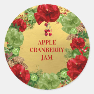 CHRISTMAS Wreath GOLD Backwaren Cookies Canning Runder Aufkleber