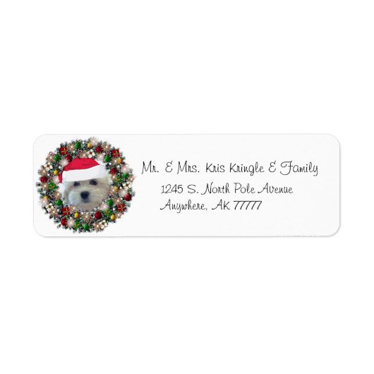 Christmas Wreath Havanese Address Label (Vorne)