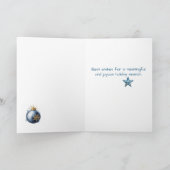 Christmas Wreath in Blue & Gold Feiertagskarte (Innenseite)