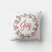 Christmas Wreath Joy Floral Red Green Kissen (Vorderseite)