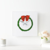 ****CHRISTMAS WREATH**** KLICKEN QUADRATISCHE WANDUHR (Zuhause)