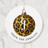 Christmas Wreath Leopard Crest Monogram Geschenkanhänger (Vorderseite)