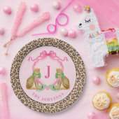 Christmas Wreath Leopard Crest Monogram Pappteller (Party)