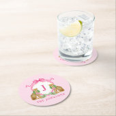 Christmas Wreath Leopard Crest Monogram Runder Pappuntersetzer (Vor Ort)