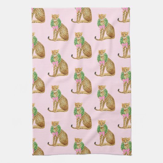 Christmas Wreath Leopard Geschirrtuch (Vertikal)