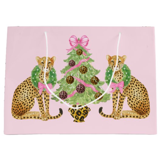Christmas Wreath Leopard  Große Geschenktüte (Vorderseite)