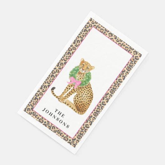 Christmas Wreath Leopard Serviette (Ecke)