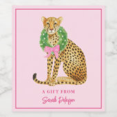 Christmas Wreath Leopard  Weinetikett (Einzelnes Label)