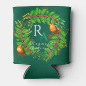 Christmas Wreath Monogram Hunter Green Dosenkühler (Vorderseite)