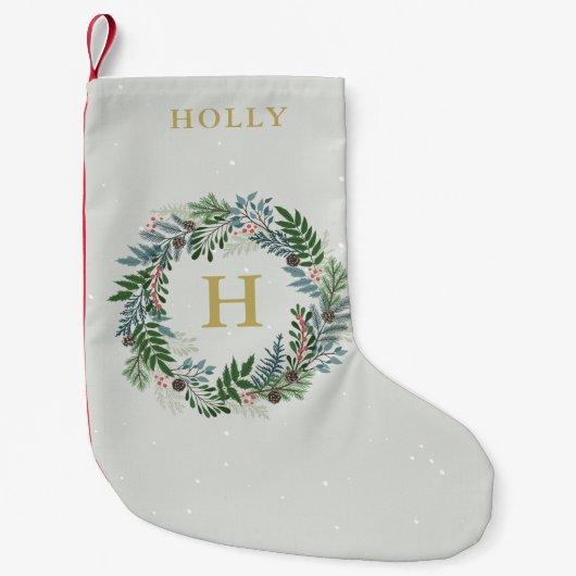 Christmas Wreath Monogram Kleiner Weihnachtsstrumpf (Vorderseite)