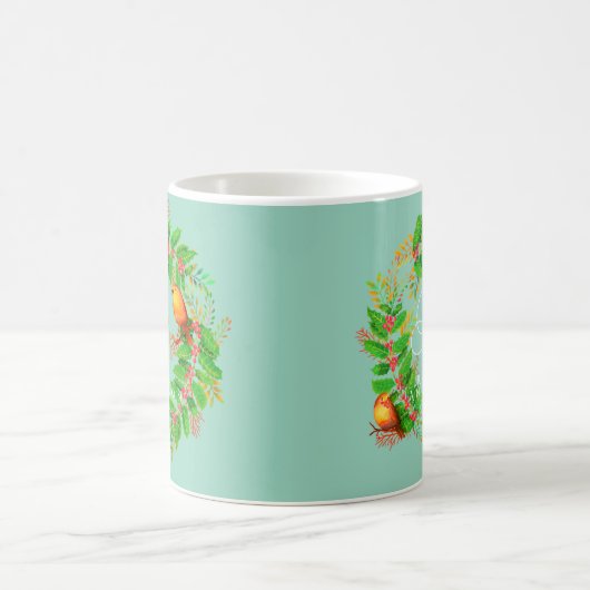 Christmas Wreath Monogram Light Aquamarin Kaffeetasse (Mittel)