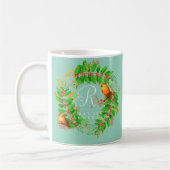 Christmas Wreath Monogram Light Aquamarin Kaffeetasse (Links)