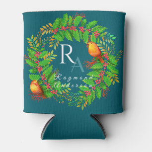 Christmas Wreath Monogram Ocean Blue Dosenkühler