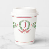 Christmas Wreath Monogram Pappbecher (Rückseite)