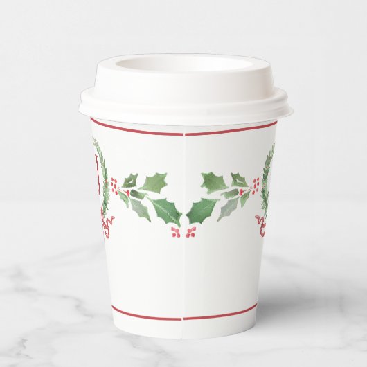 Christmas Wreath Monogram Pappbecher (Rechts)