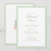 Christmas Wreath | Monogram Rehearsal Dinner Einladung (Vorne/Hinten)