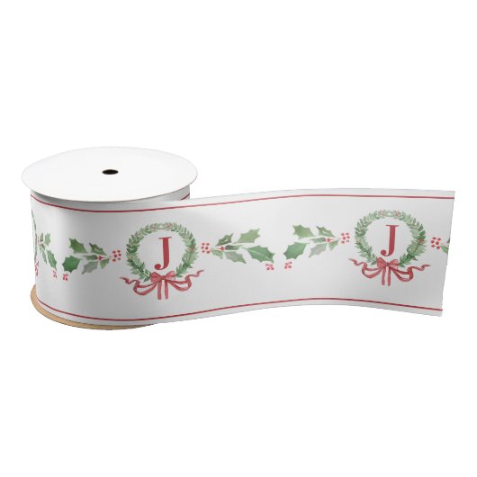 Christmas Wreath Monogram Satinband (Spule)
