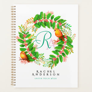 Christmas Wreath Monogram White Planer