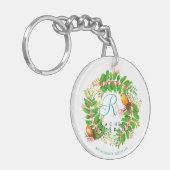 Christmas Wreath Monogram White Schlüsselanhänger (Vorderseite links)