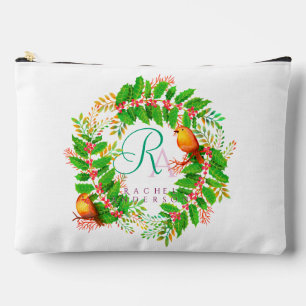 Christmas Wreath Monogram White Zubehörtasche