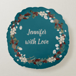 Christmas wreath on a rich teal named rundes kissen